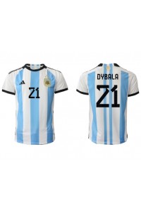 Argentiina Paulo Dybala #21 Jalkapallovaatteet Kotipaita MM-kisat 2022 Lyhythihainen
